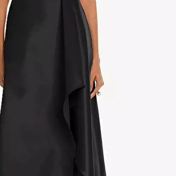 Alfred Sung One shoulder black satin twill gown size 0R NWT - Picture 5 of 11